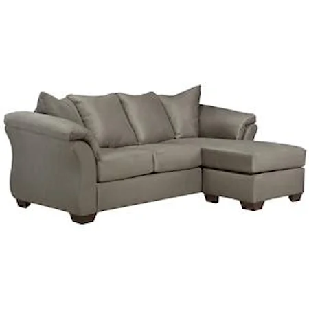 Contemporary Sectional Sofa Chaise with Flared Back Pillows